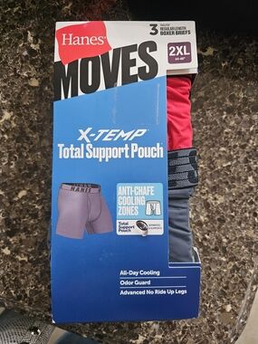 Hanes Moves X-Temp Boxer Briefs Pack with Red and Gray
